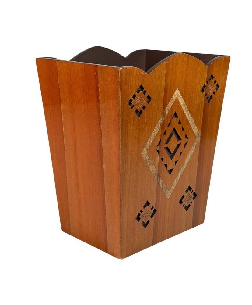 Croscill Wood Cheyenne Pattern Wastebasket Southwest Native American Style