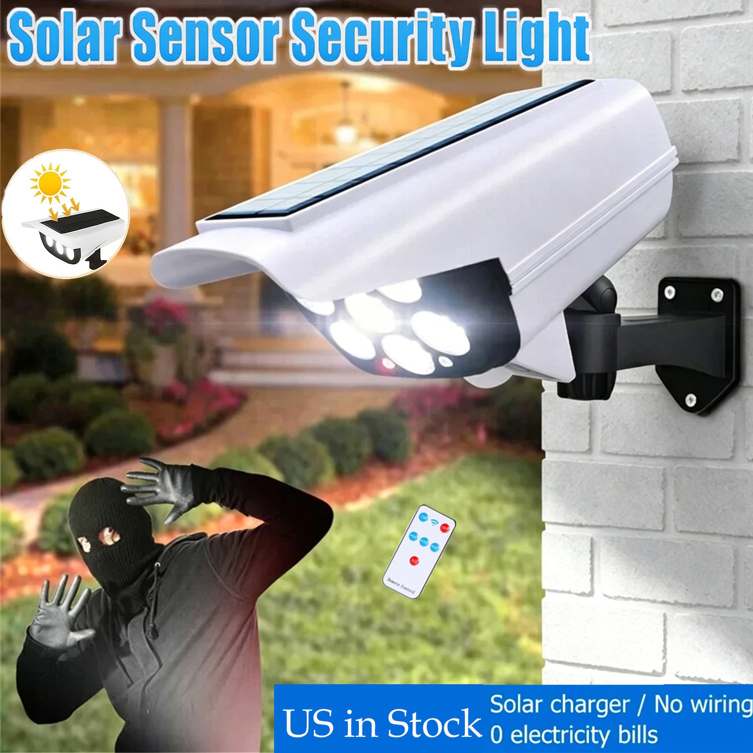 Solar Power Security Light 77 LED Outdoor Yard PIR Dusk To Dawn Wall Flood Lamp gallery