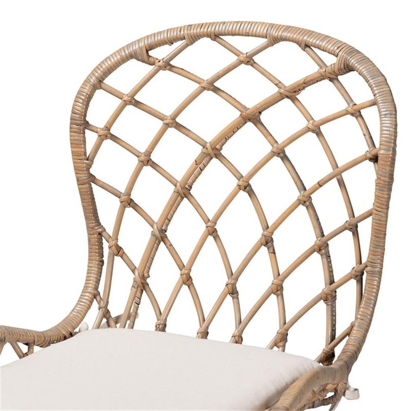 Baxton Studio Sabelle Greywashed Rattan and Brown Wood 5-Piece Dining Set gallery