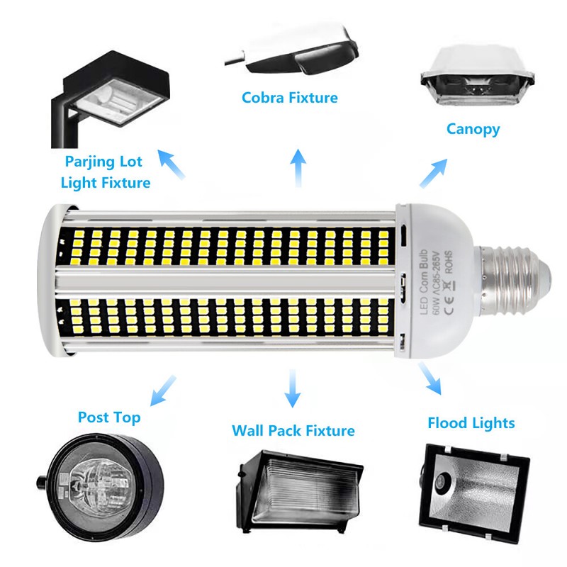 600W Equivalent LED Corn Light Bulb 60W 7000Lumen 5000K Cool Daylight White E26 gallery