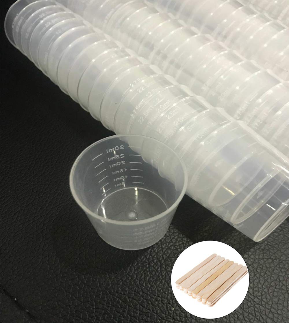Kbraveo 100 Pack 30ml (1 OZ) Plastic Clear Graduated Cups 30 ml oz), gallery