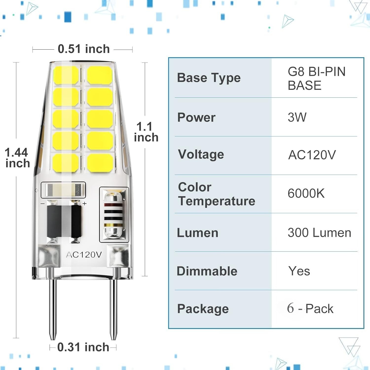 6PCS Dimmable G8 Led Bulb Daylight White 120V T4 20w Under Cabinet Light Bulb gallery