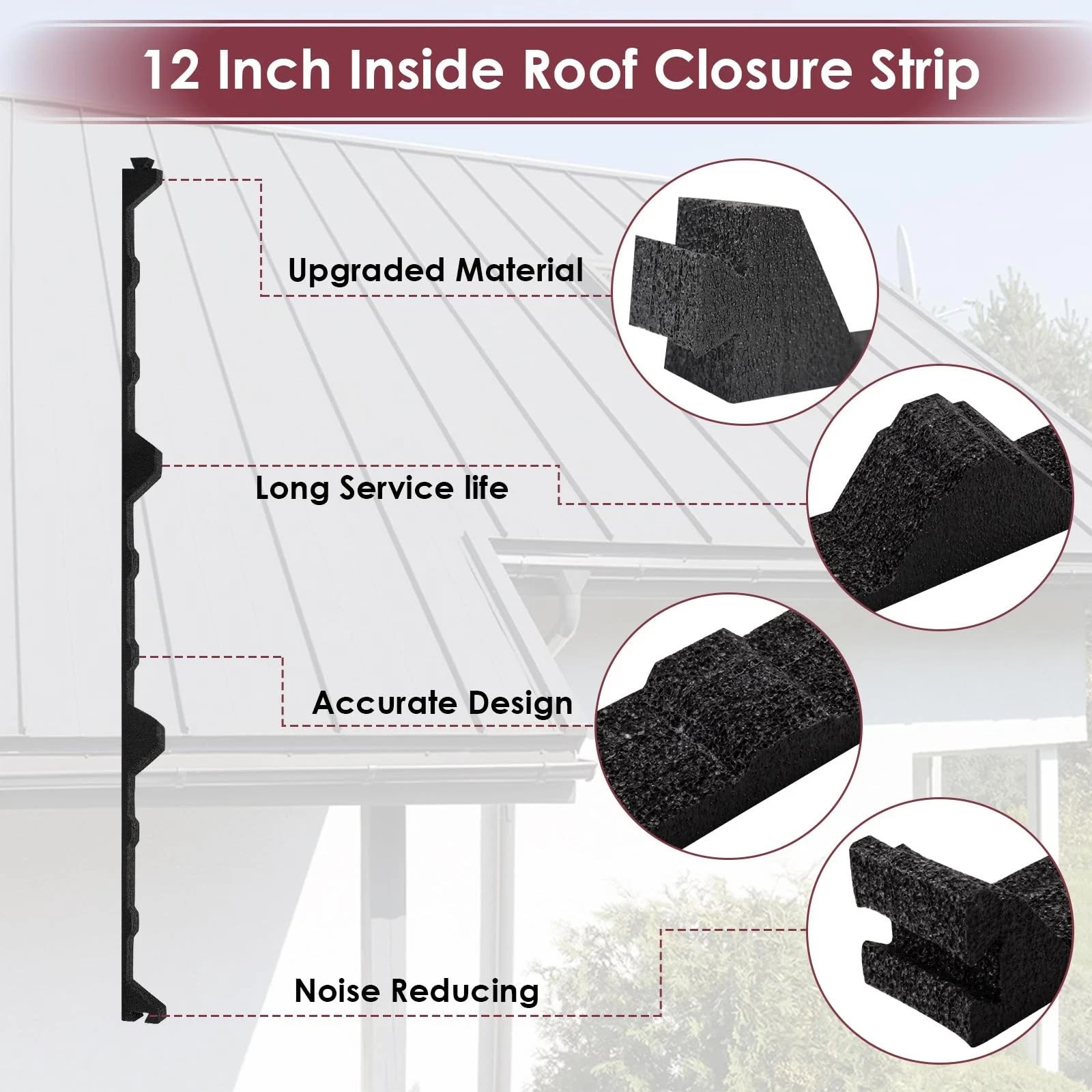 12 in Inside Classic Ribbed Profile Foam Closure Strip for Metal roof Foam Cl... gallery