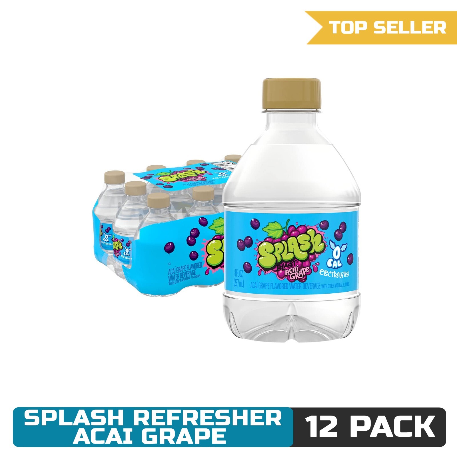 Splash Refresher Acai Grape Flavored Water, 8 Fl Oz, Plastic Bottle Pack of 12 gallery