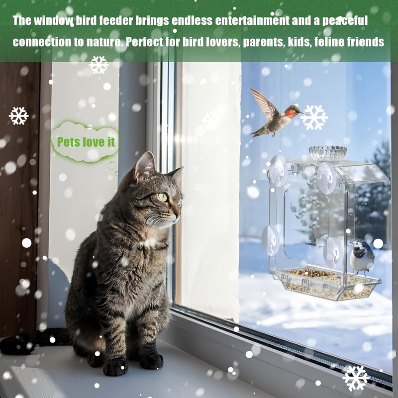 Clear Window Bird Feeder with Strong Suction Cups Clear Bird Feeding Station wit gallery