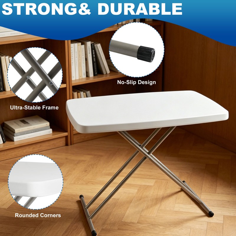 30 Inch Folding Table Utility Adjustable Table for Small Spaces Indoor Outdoor gallery