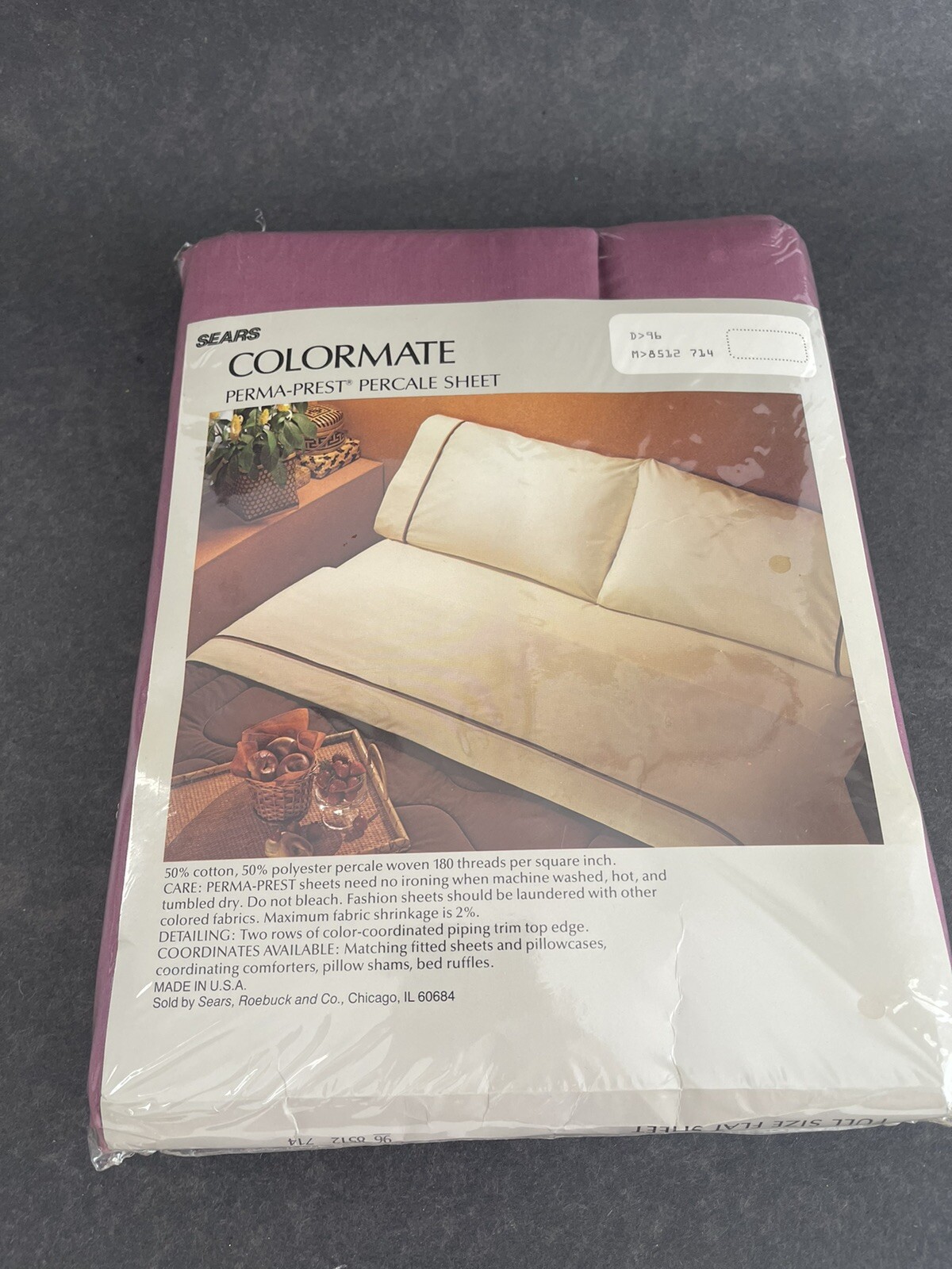 NOS Vintage Sears Perma Prest Percale Colormate Full Flat Sheet 81x 96 Clover gallery