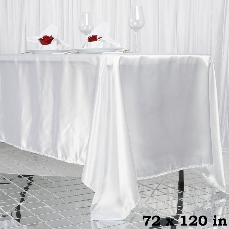 White 72x120" RECTANGLE Satin TABLECLOTH Wedding Party Home Banquet Linens SALE gallery
