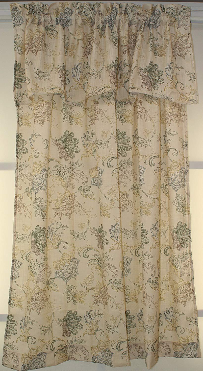 STUNNING Embroidered Providence Scroll Panel OR Valance Paisleys Ferns Foliage gallery