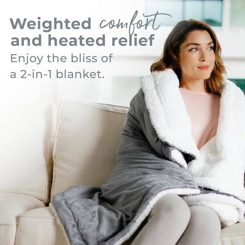 WeightedWarmth - 2-in-1 Heated Weighted Blanket, 13 lbs (50” x 60”) Large gallery