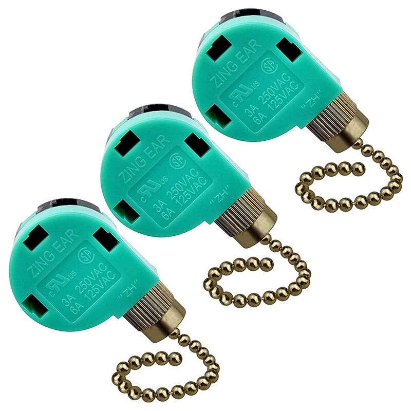 3 Pack Ceiling Fan Switch 3 Speed 4 Wire ZE-268S6 Fan Pull Chain Switch8457 gallery
