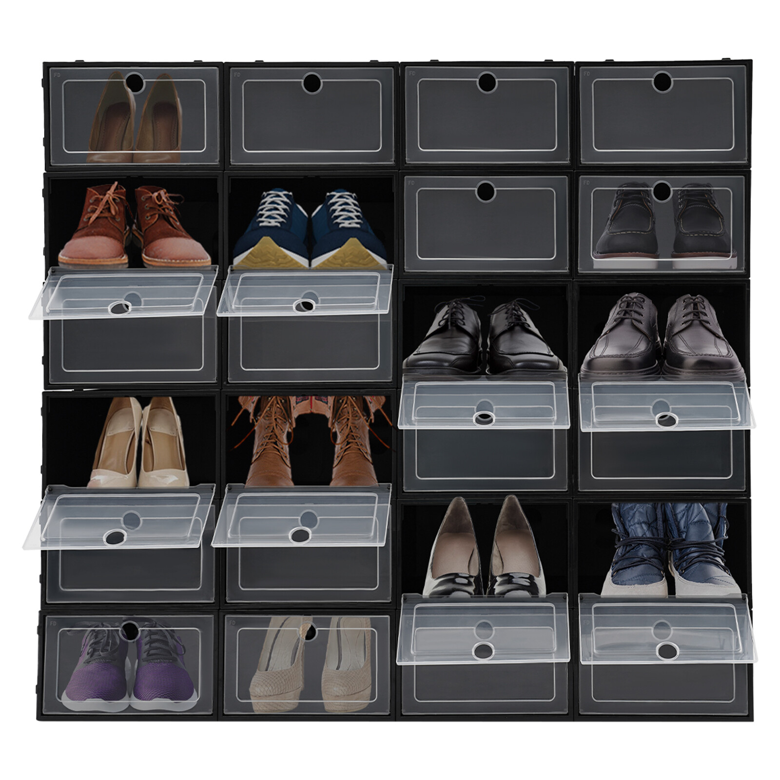 24 Pack Shoe Storage Boxes, Stackable Shoe Boxes, Shoe Storage Organizer NEW gallery