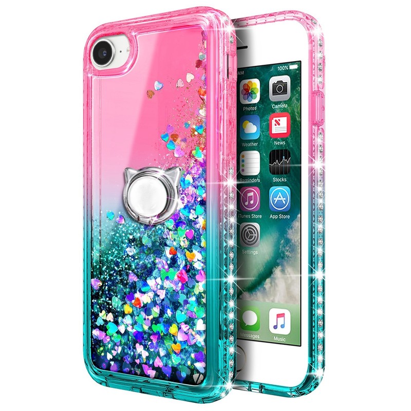 For iPhone SE / 5s / 5 Case Liquid Glitter Bling Phone Cover w/ Tempered Glass gallery