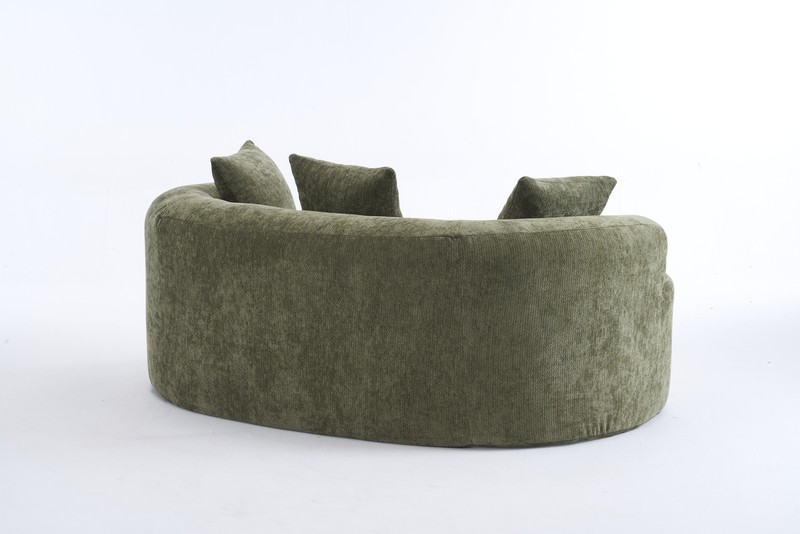 Crescent Sofa Modern Low-Back Deep Cushion Green Chenille Fabric gallery