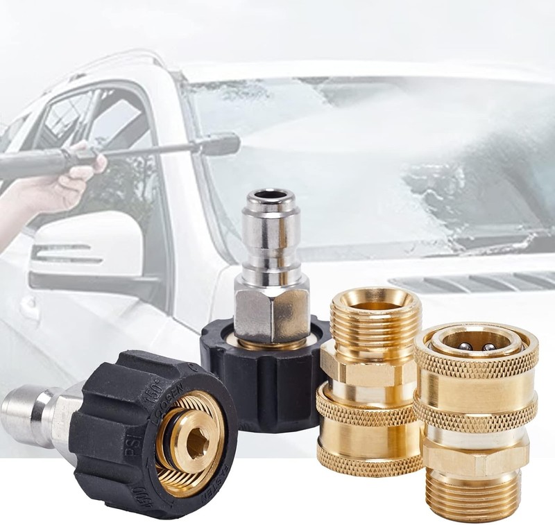 4PCS Pressure Washer Adapter Set Quick Disconnect M22 Swivel to 3/8'' Connect gallery