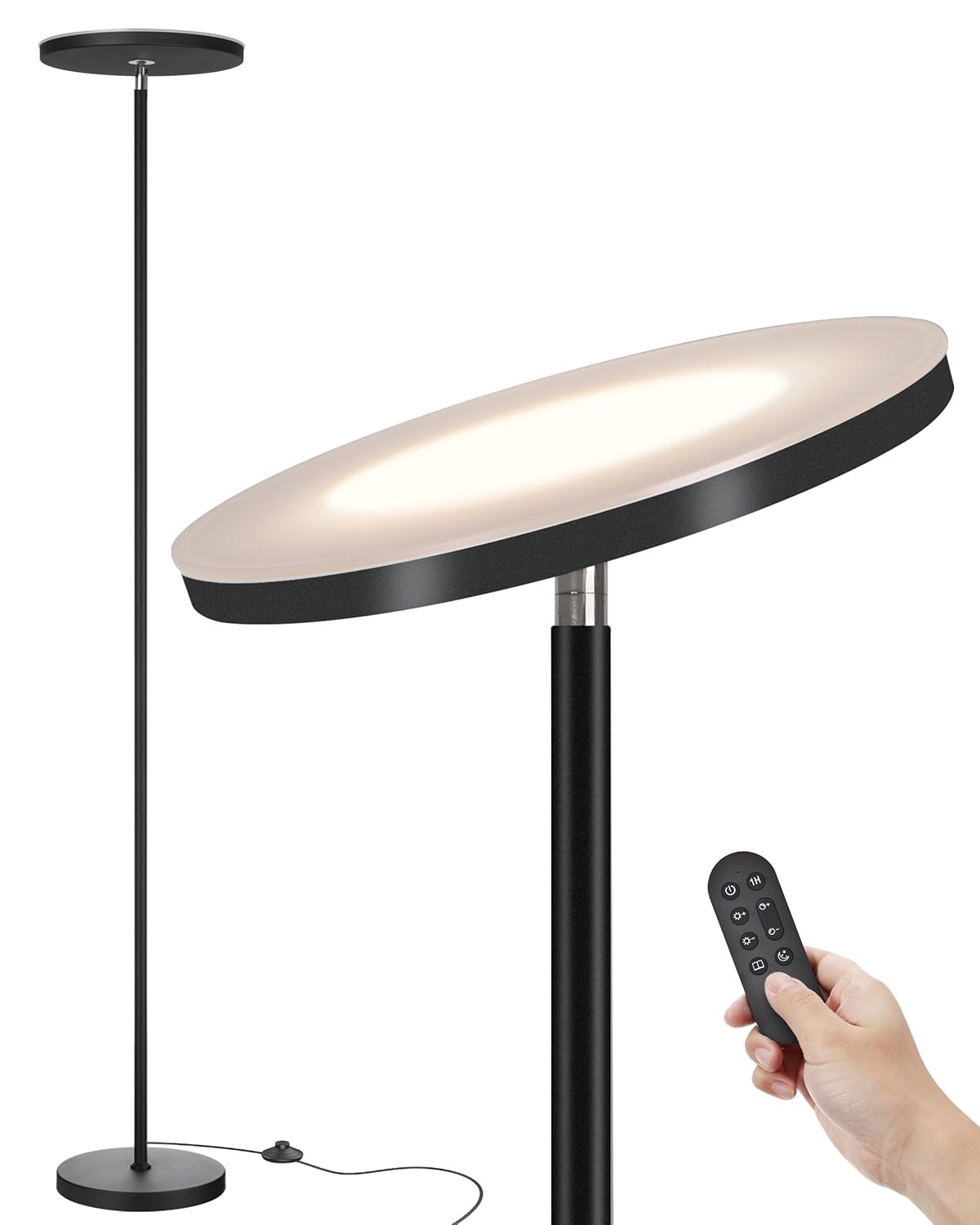 LED Floor Lamp – Super Bright Torchiere with Remote & Foot Switch, Stepless Dimm gallery