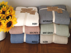 100% Soft 4 Layer Gauze Blanket, Cotton Muslin Bedcover, Boho Throw Blanket