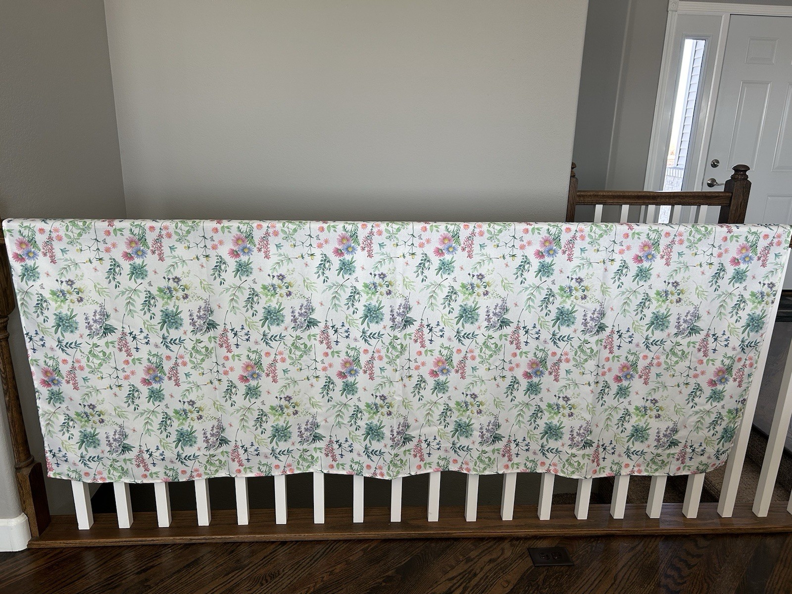 Fabric Floral Tablecloth Spring Summer Flowers Butterfly Green Pink Purple 60x84 gallery