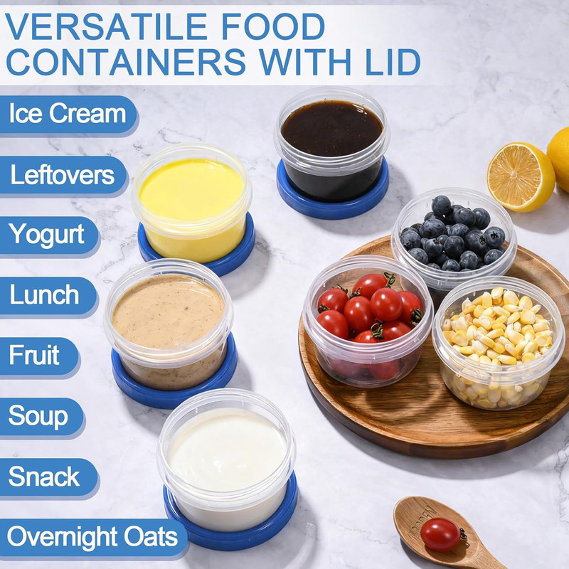 6 Pcs 8 oz Plastic Containers with Screw Lids, Reusable Clear Food Storage Co... gallery
