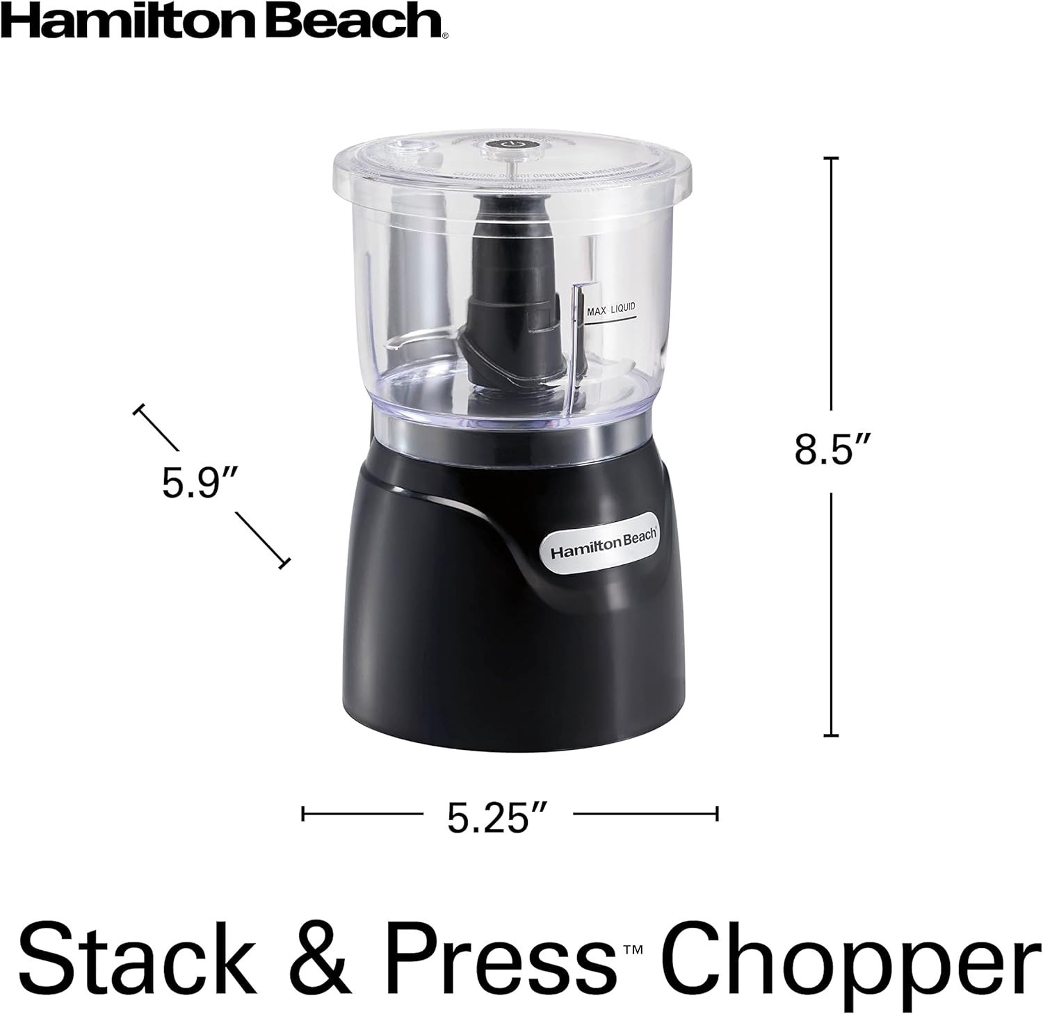 Hamilton Beach Stack & Press Electric Food Chopper & Mini Food Processor, 3-Cup, gallery