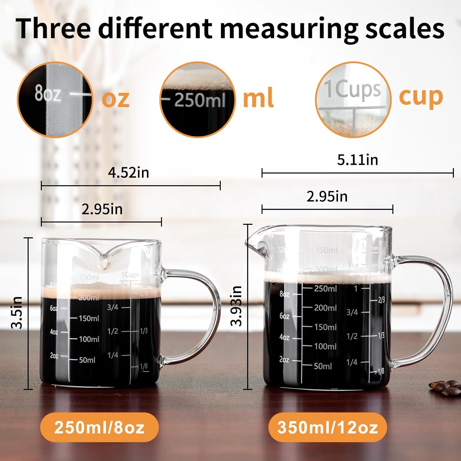 Glass Measuring Cup Two-Pack 8OZ 12OZ W/ V-Shaped Mouth Liquid Measuring Cups gallery