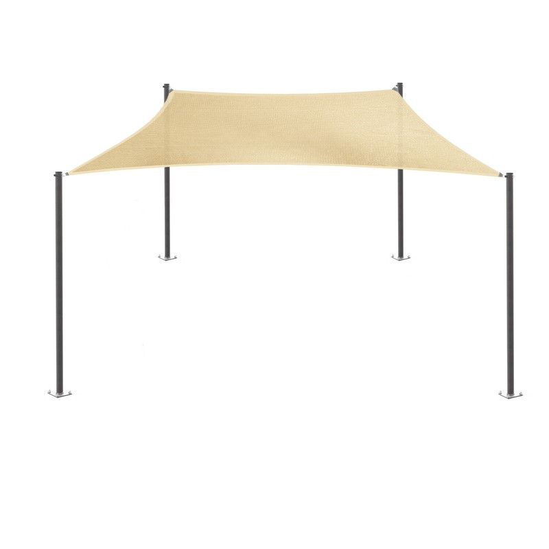 12ft Shade Sail Rectangle Sun Sand Canopy Cover with Steel Wire Garden Outdoor gallery