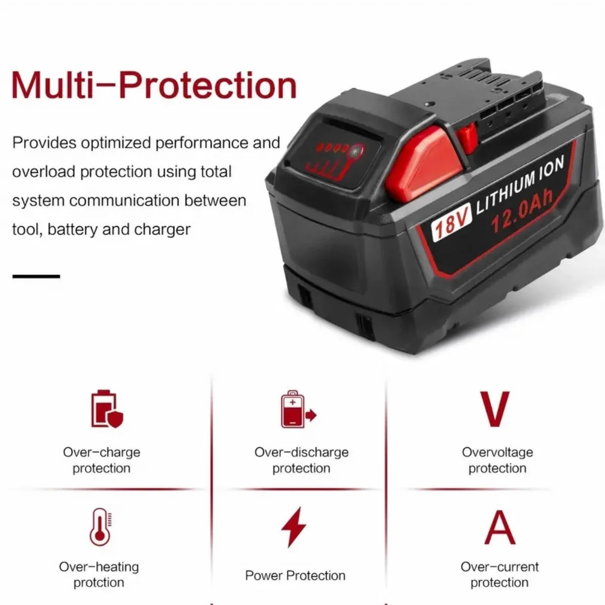 2-Pack Extended Capacity Lithium Battery for Milwaukee M18 12.0Ah (48-11-1860) gallery