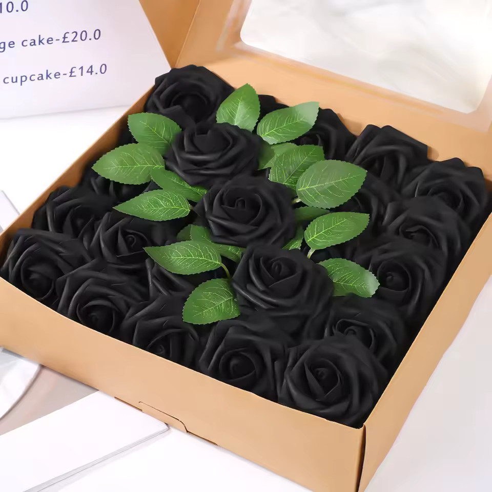25pcs Artificial Flowers, Fake Flowers Roses W/stem For DIY Wedding Bouquets Cen gallery