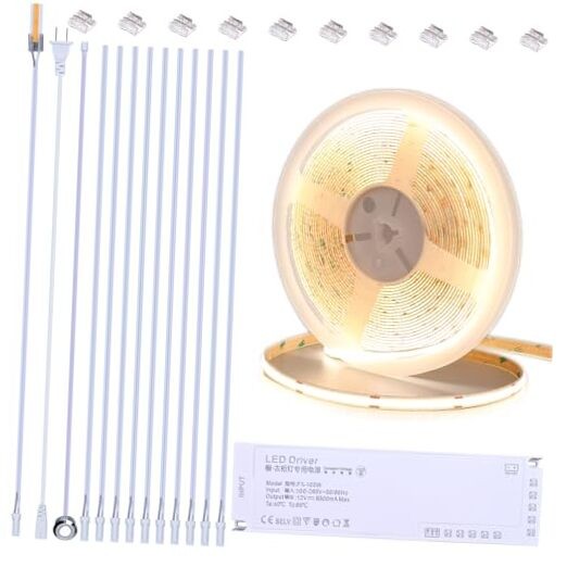 12V COB LED Under Cabinet Strip Lighting Kit 32.8ft, 4000K Natural White 4000K gallery
