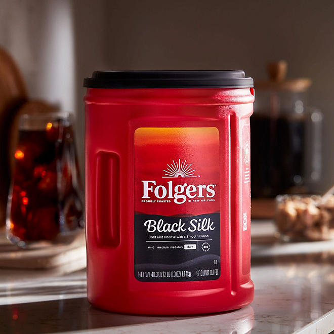 2 PACK - Folgers Dark Roast Ground Coffee, Black Silk 40.3 oz (Total 80.60 oz) gallery