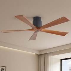52” Modern Low Profile Flush Mount Ceiling Fan with Remote Control & 3 Downrods