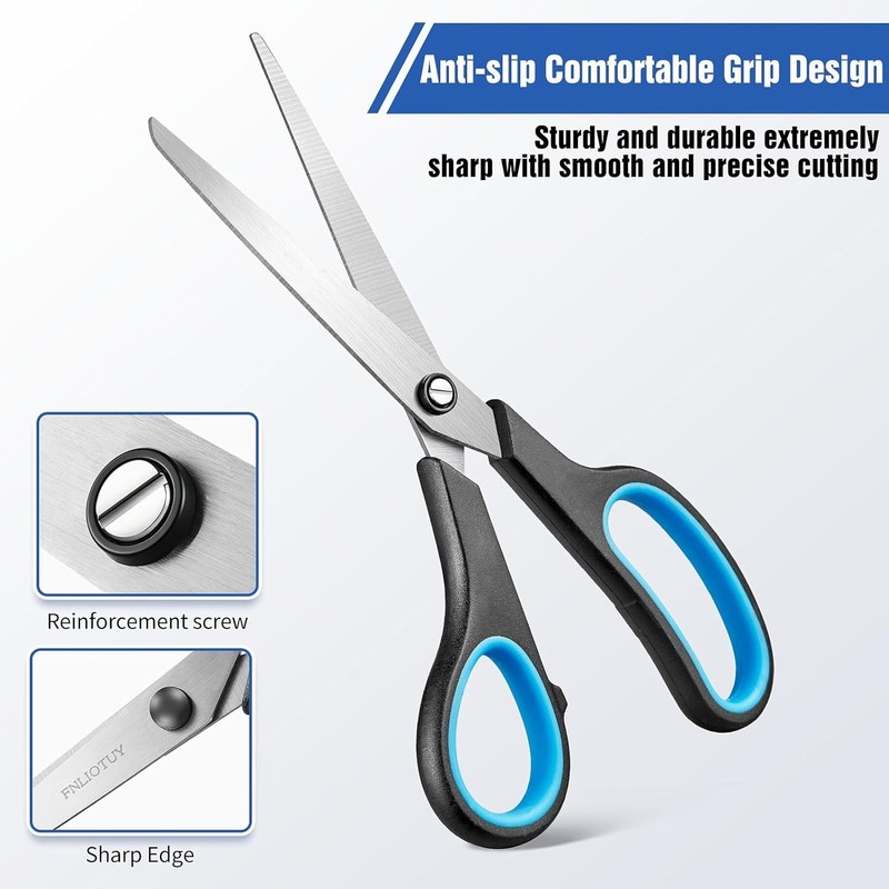 3-Pack 8" Scissors, Stainless Steel Craft Scissors, All Purpose Heavy Duty gallery