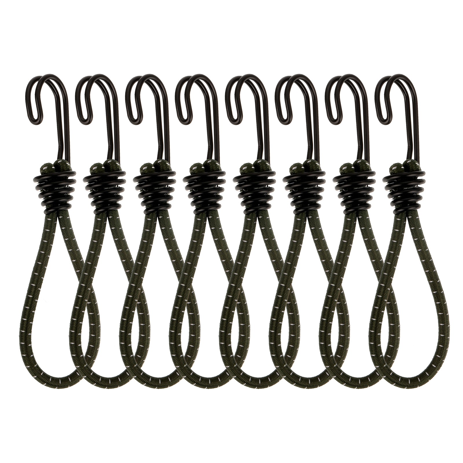 8Pcs Bungee Cord with Hooks 6 Inch Outdoor Strapping Tape Hook Green gallery