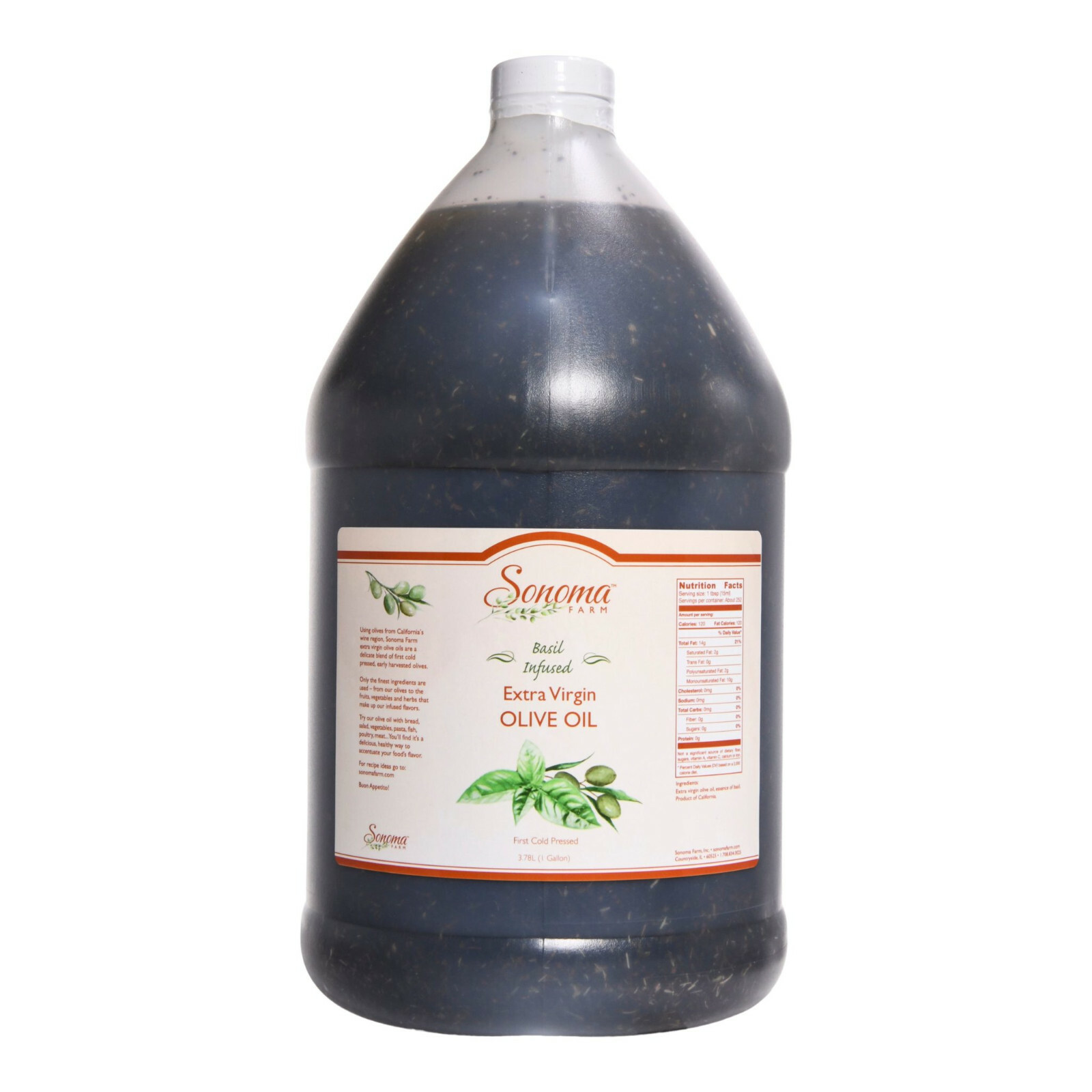Basil Infused Extra Virgin Olive Oil Bulk 1 Gallon / 3.8 Liters / 128oz -Food Se gallery