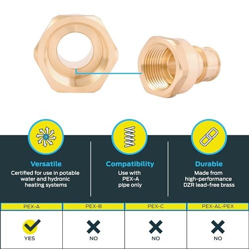 3/4 Inch Expansion FNPT Adapter Fitting for PEX-A Pipe Plumbing 3/4 in. Brass gallery