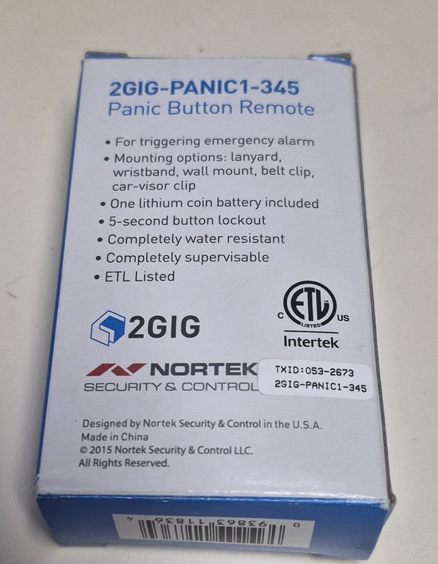 2GIG Wireless Panic Button Remote - White - 2GIG-PANIC1-345 gallery
