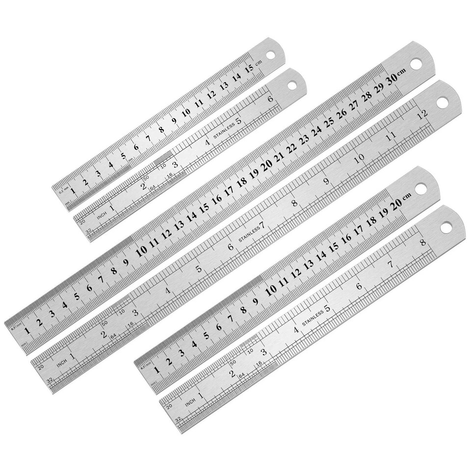 4''/6"/8''/12'' inch Stainless Steel Double Sided Ruler Metal Metric Imperial gallery