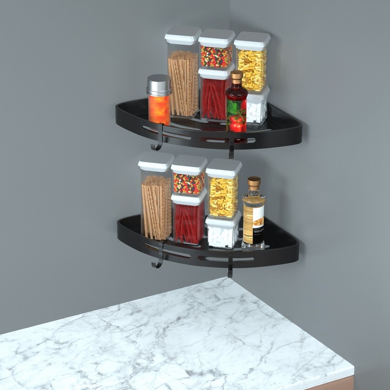 2PCS Shower Shelf Caddy Triangular Bathroom Organizer Storage Holder Corner Rack gallery