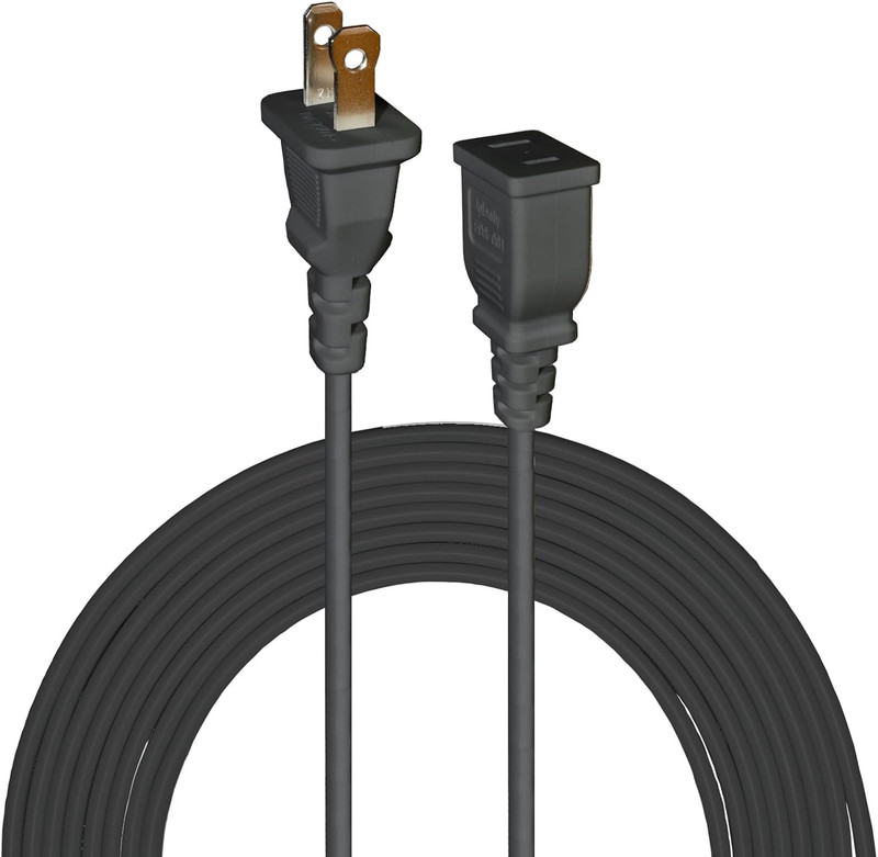 15FT Black Thin Extension Cord 2 Prong Extension Cord for Indoor Use Outdoor Use gallery