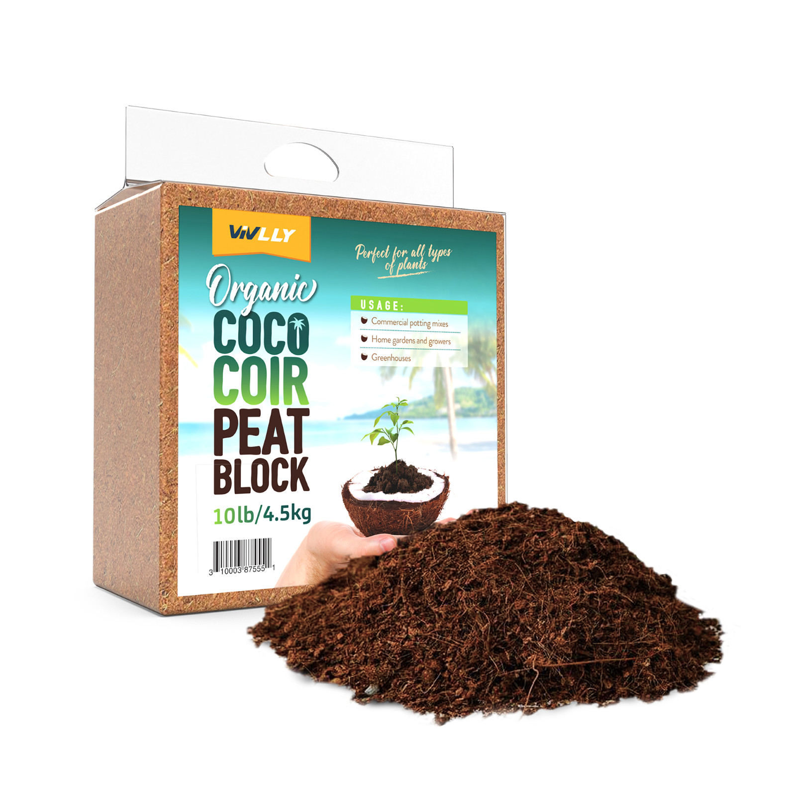 Coco Coir Block 10 lb Coconut Soil Organic Natural Seed Starter gallery