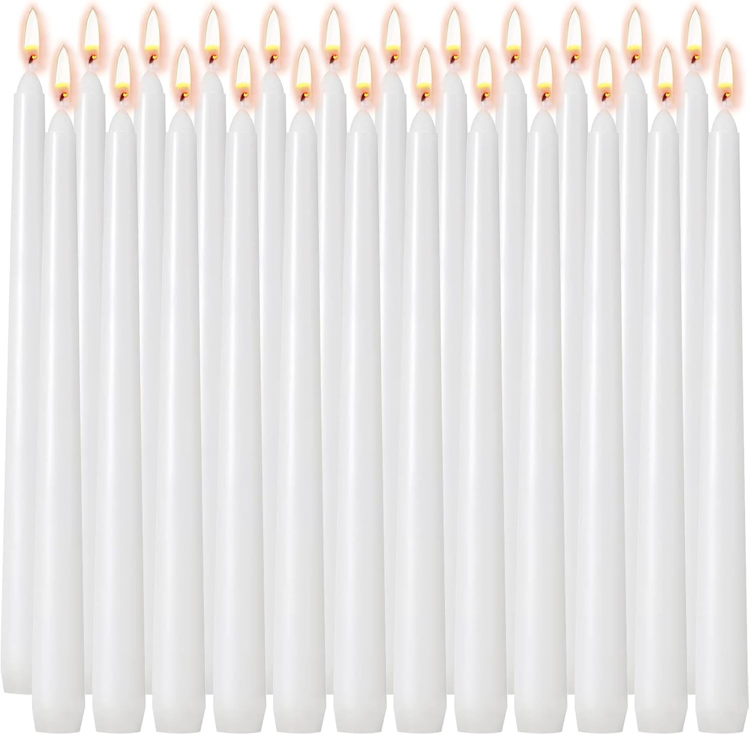 10 Inch White Taper Candles 24 Pack Bulk, Unscented Elegant Dinner Candles for C gallery