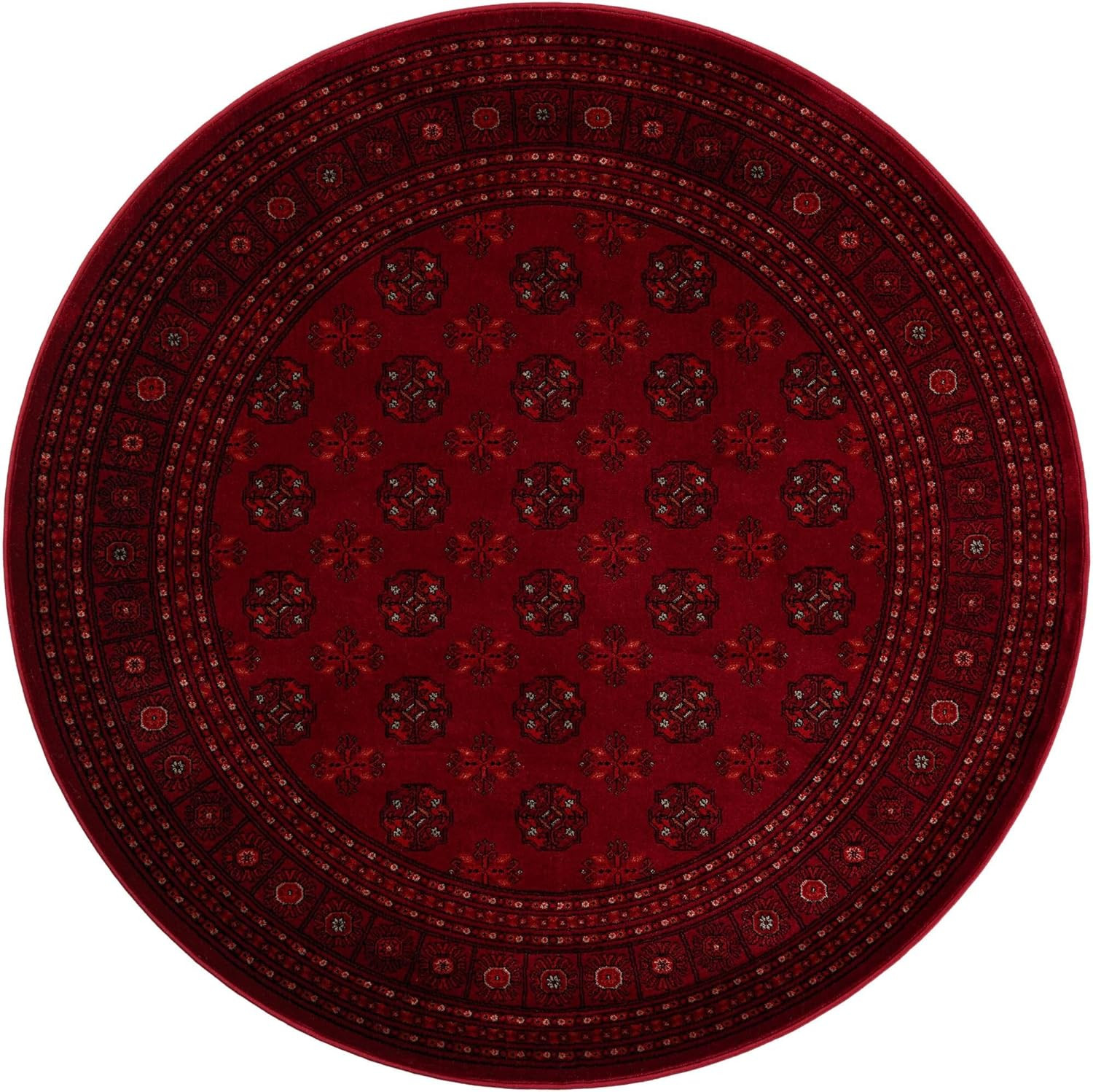 Khan Round Area Rug - 6'1" Red/Terracotta from Tekke Collection gallery