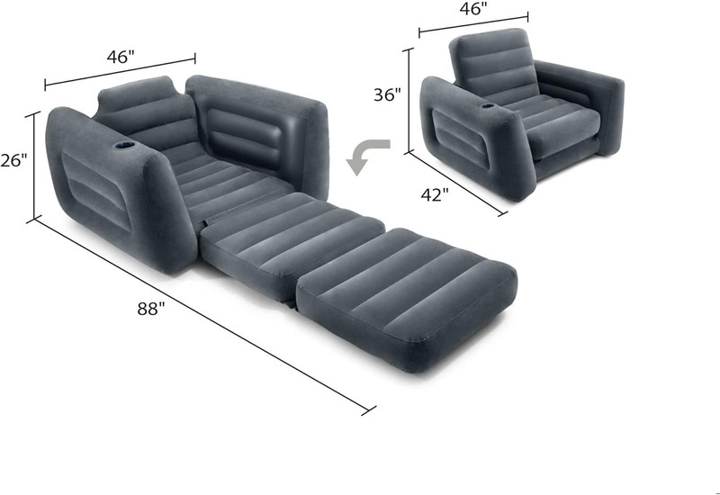 66551EP Inflatable Pull-Out Chair: Built-In Cupholder – Velvety Surface – 2-In-1 gallery