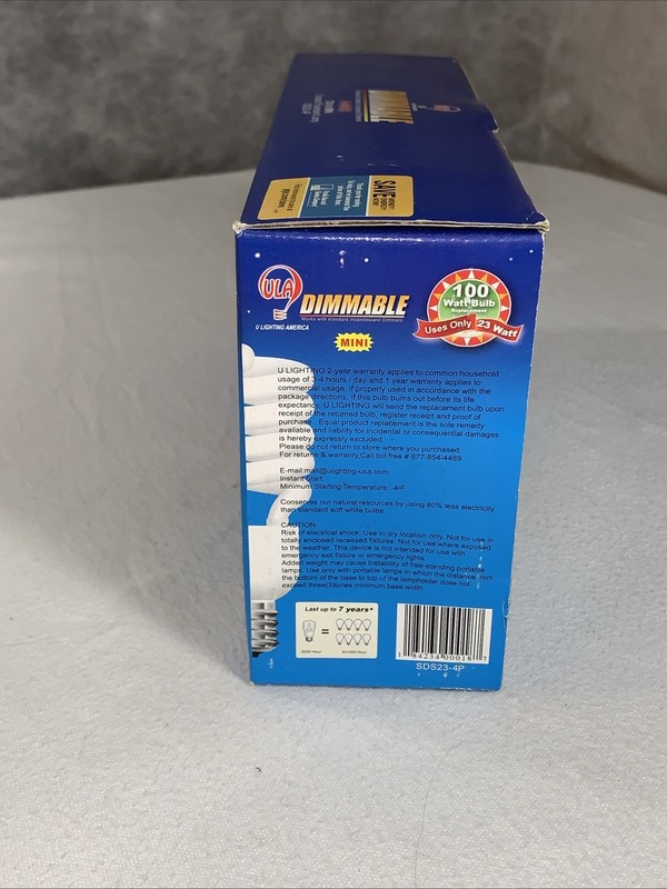 ULA Dimmable CFL 23W Light Bulb 4 PACK LED SDS23-4P NEW & SDS15-4P Open Box 3 CT gallery