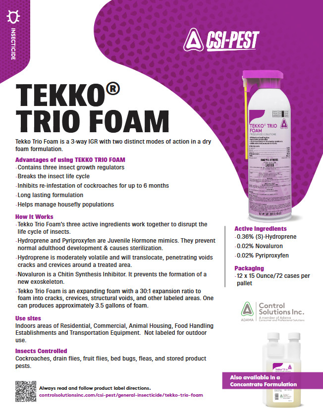 15 oz Tekko Trio Foam IGR Insect Control Roaches Drain & Fruit Flies Fleas ETC gallery