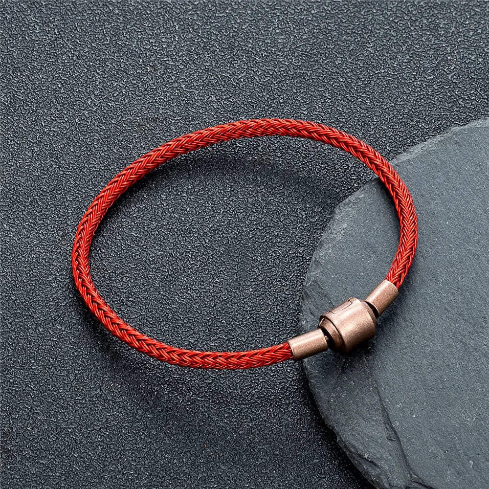 Steel Cable Bracelet-Stainless Steel Red Charm Bracelet for Women 17cm / 19cm gallery