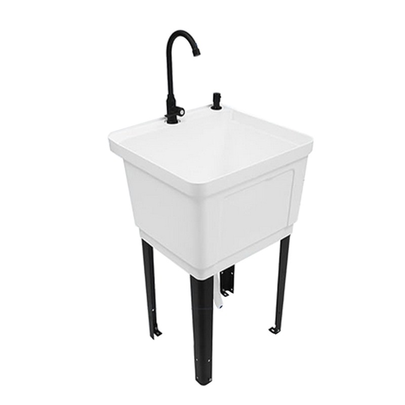 Freestanding Plastic Utility Sink Laundry Tub Laundry Sink with Faucet Black gallery