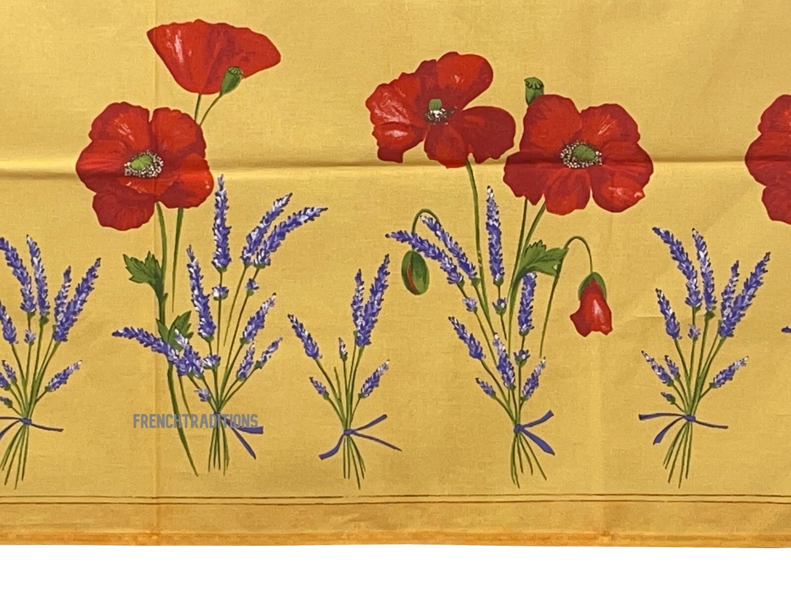 French Provencal Coated Tablecloth Poppies & Lavender 59 X 98 Made In France gallery