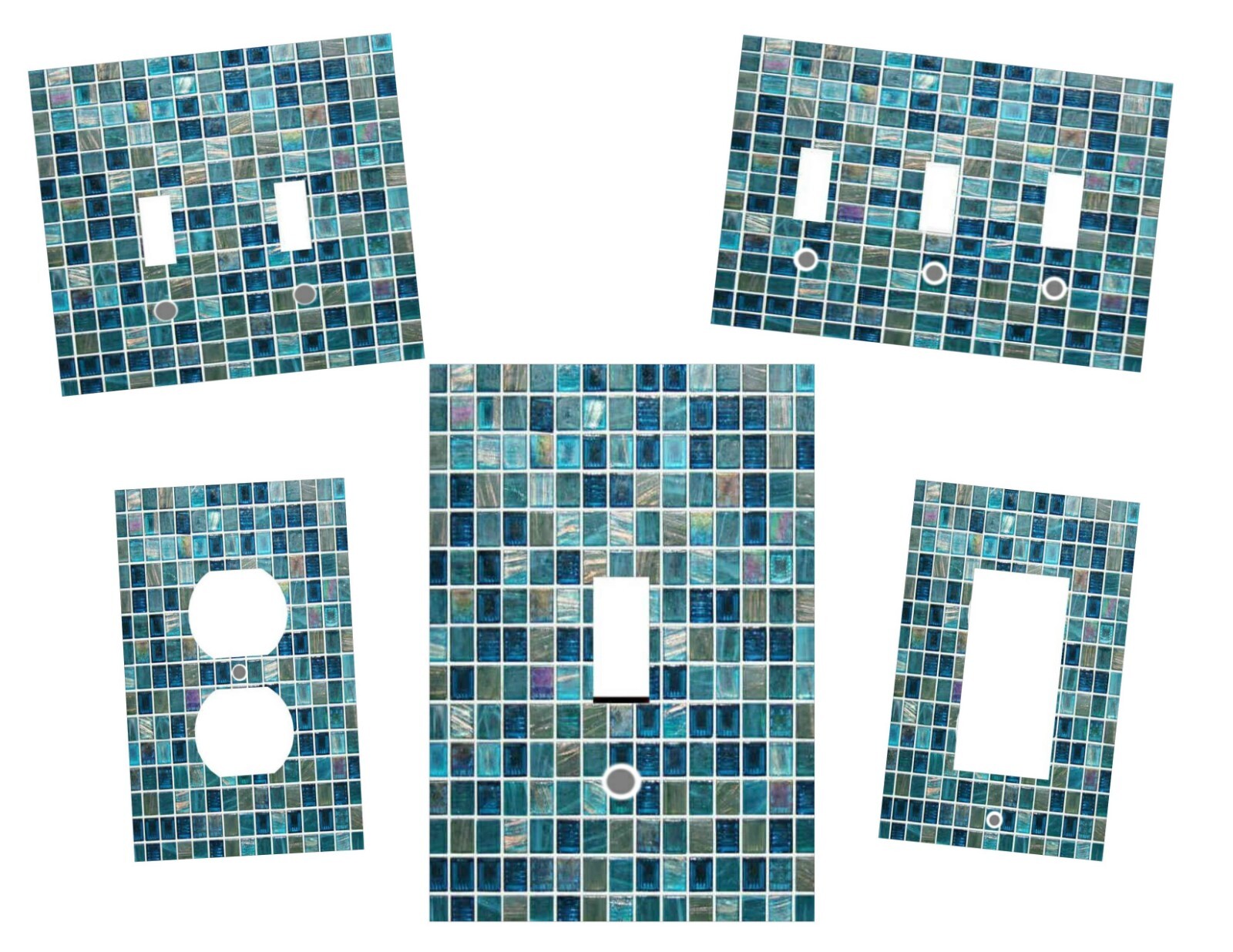 BLUE GLASS MOSAIC TILE IMAGE HOME DECOR LIGHT SWITCH PLATES AND OUTLETS gallery