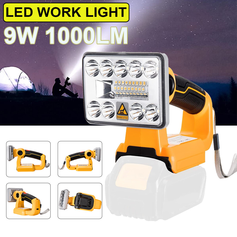 9W 1000LM Cordless LED Work Light For DeWalt 20V MAX Li-ion Battery DCB207 w/USB gallery